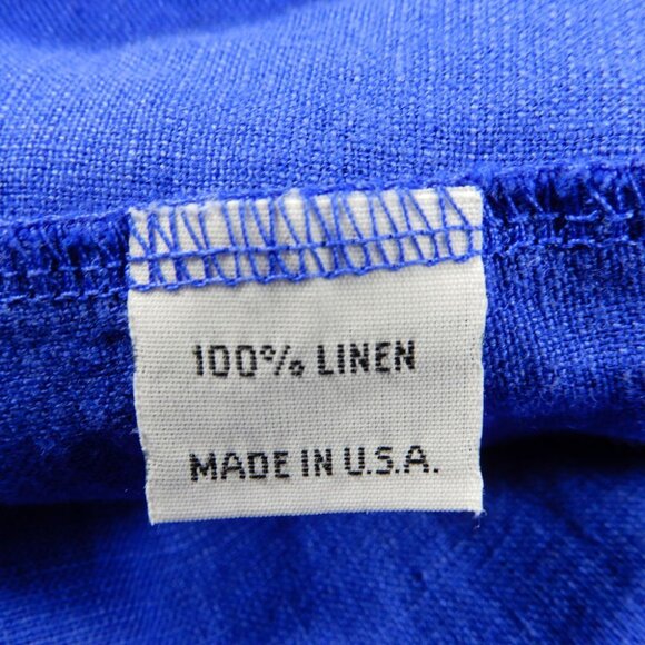 BRYN WALKER Phryne Shift DRESS Blue LINEN S M L Ruffled Bell Sleeve NEW $203 - Picture 7 of 7